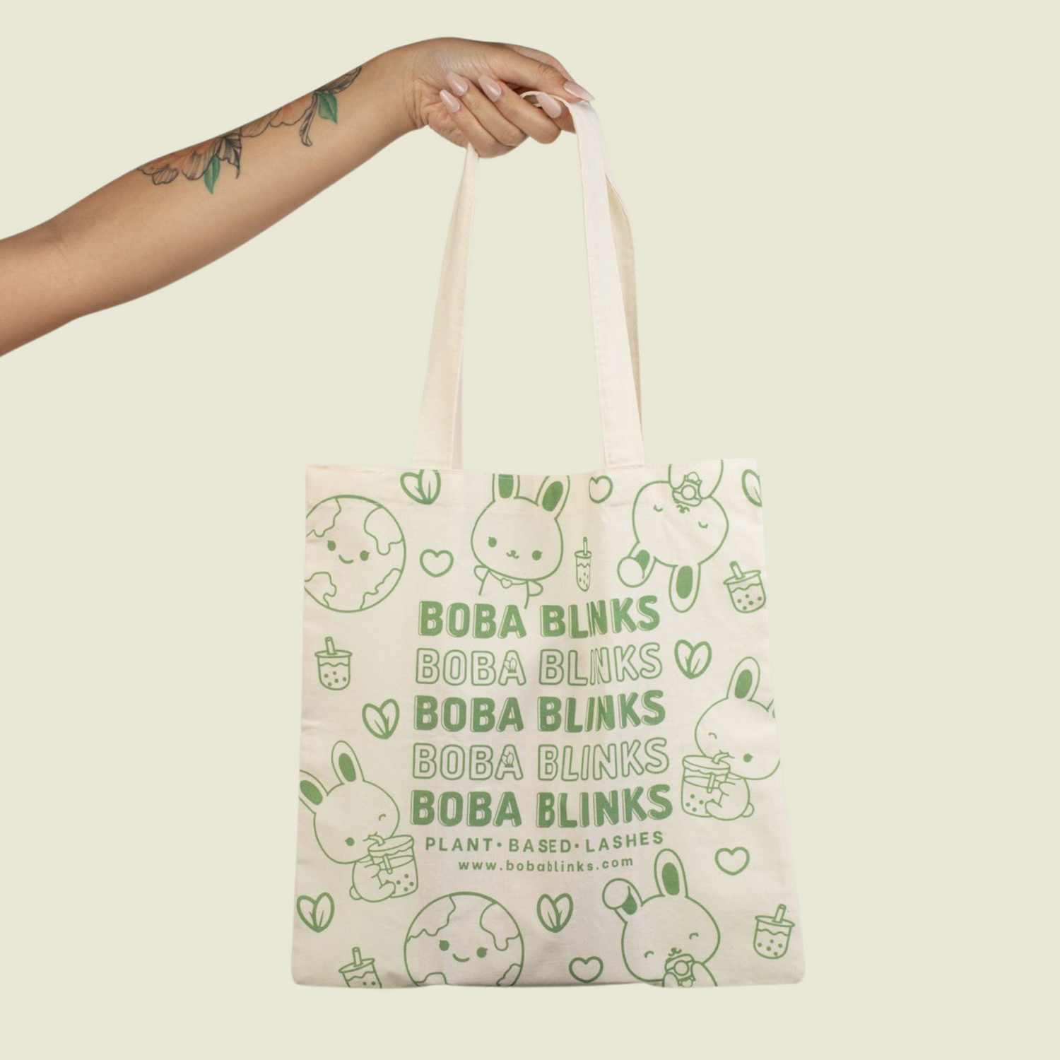 Organic Cotton Reusable Tote Bag With Kawaii Design